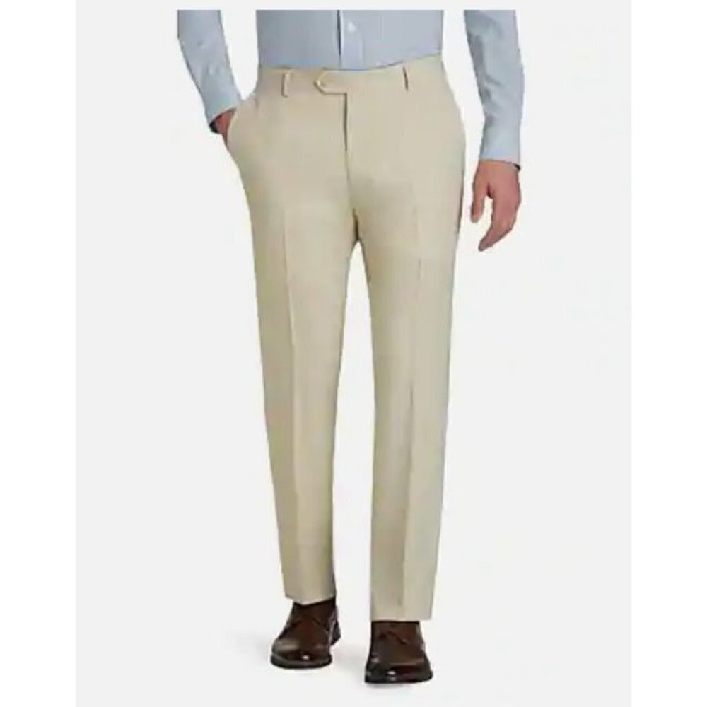 Jos A Bank Traveler's Collection Tailored Fit Khaki Suit Pants 34 X 32
